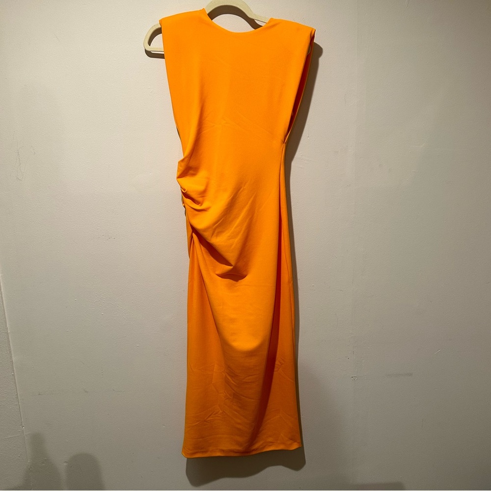 Zara Midi orange dress with shoulder pads